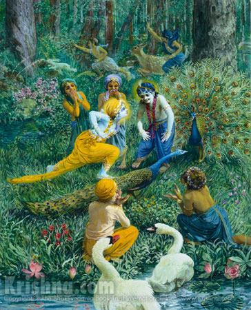 Krishna And The Cowherd Boys Play In The Forest